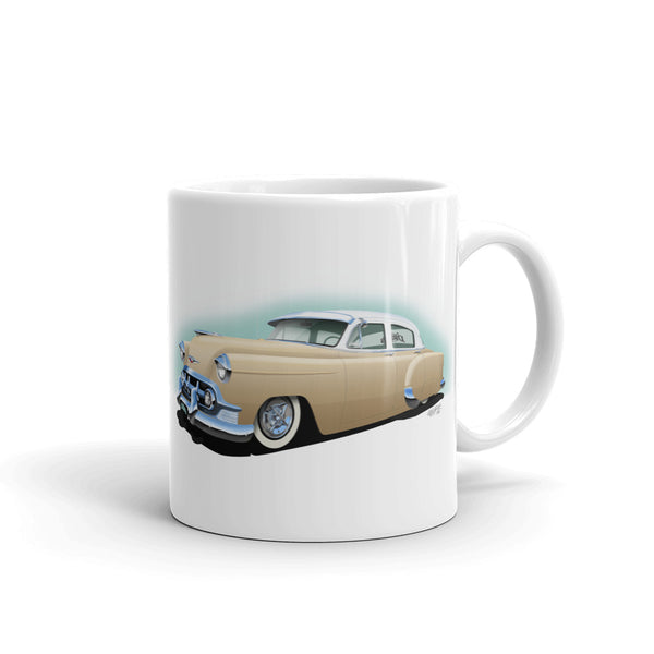 37 Plymouth and 53 Chevy White glossy mug